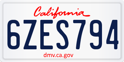 CA license plate 6ZES794