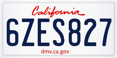 CA license plate 6ZES827