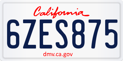 CA license plate 6ZES875