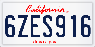 CA license plate 6ZES916