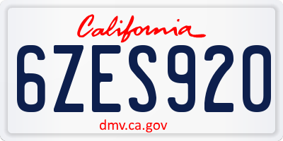 CA license plate 6ZES920