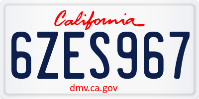 CA license plate 6ZES967