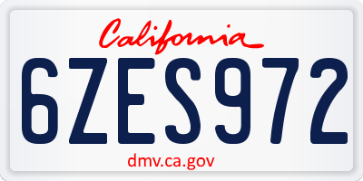 CA license plate 6ZES972