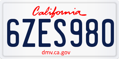 CA license plate 6ZES980