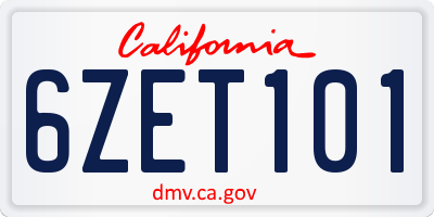 CA license plate 6ZET101