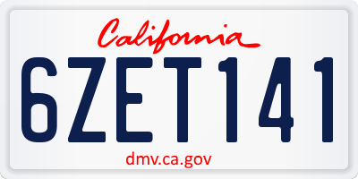 CA license plate 6ZET141