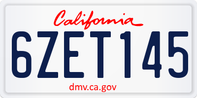 CA license plate 6ZET145