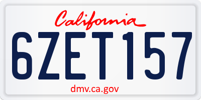 CA license plate 6ZET157