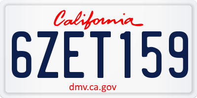 CA license plate 6ZET159