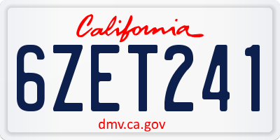 CA license plate 6ZET241