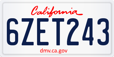 CA license plate 6ZET243