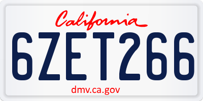 CA license plate 6ZET266