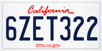 CA license plate 6ZET322