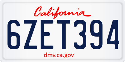 CA license plate 6ZET394