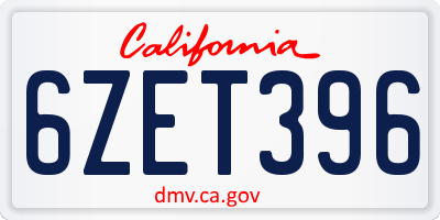 CA license plate 6ZET396