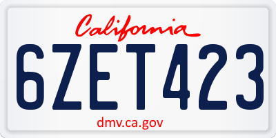 CA license plate 6ZET423