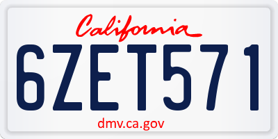 CA license plate 6ZET571