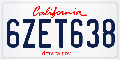 CA license plate 6ZET638
