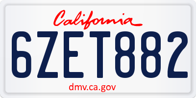 CA license plate 6ZET882