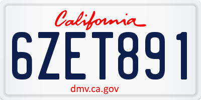 CA license plate 6ZET891