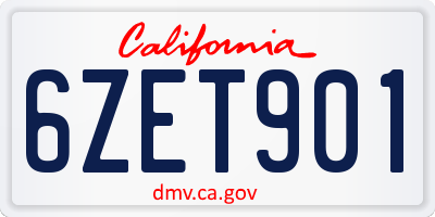 CA license plate 6ZET901