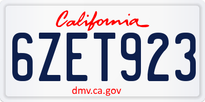 CA license plate 6ZET923