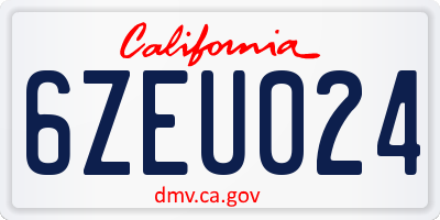 CA license plate 6ZEU024