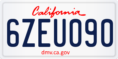 CA license plate 6ZEU090