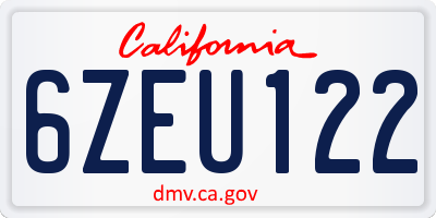 CA license plate 6ZEU122