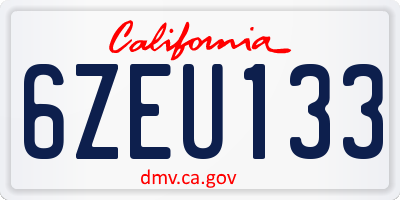 CA license plate 6ZEU133