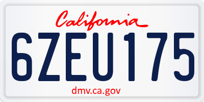CA license plate 6ZEU175