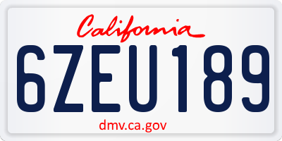 CA license plate 6ZEU189