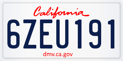 CA license plate 6ZEU191