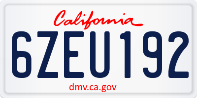 CA license plate 6ZEU192