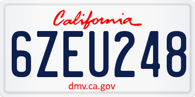 CA license plate 6ZEU248