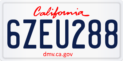 CA license plate 6ZEU288