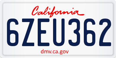 CA license plate 6ZEU362