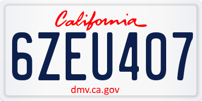 CA license plate 6ZEU407