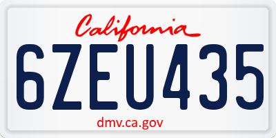 CA license plate 6ZEU435