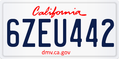 CA license plate 6ZEU442