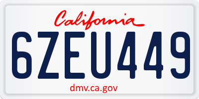 CA license plate 6ZEU449