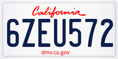 CA license plate 6ZEU572