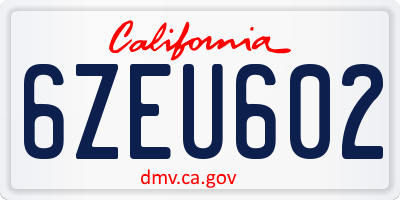 CA license plate 6ZEU602