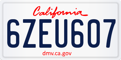 CA license plate 6ZEU607