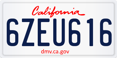 CA license plate 6ZEU616