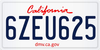 CA license plate 6ZEU625