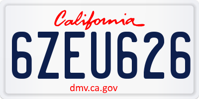 CA license plate 6ZEU626