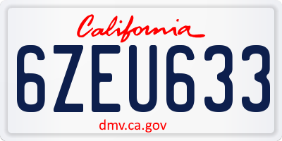 CA license plate 6ZEU633