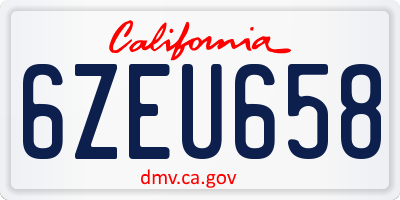 CA license plate 6ZEU658