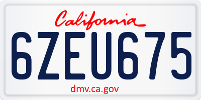 CA license plate 6ZEU675